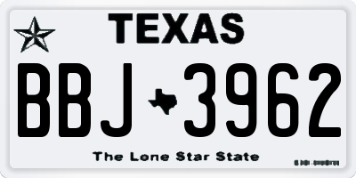 TX license plate BBJ3962