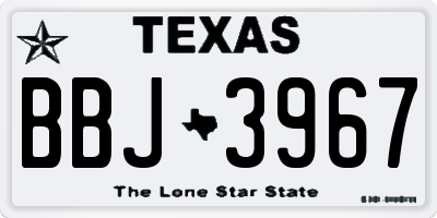 TX license plate BBJ3967