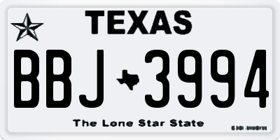 TX license plate BBJ3994