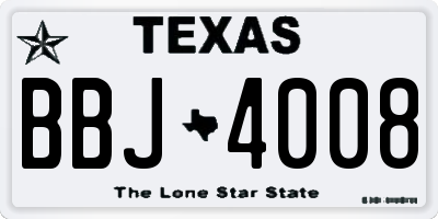 TX license plate BBJ4008