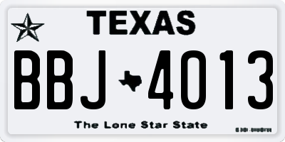 TX license plate BBJ4013