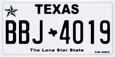 TX license plate BBJ4019
