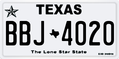 TX license plate BBJ4020