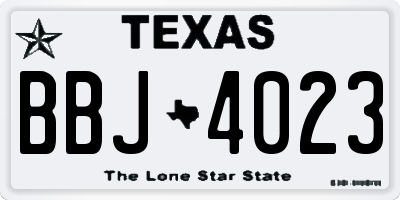 TX license plate BBJ4023
