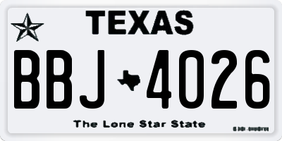TX license plate BBJ4026