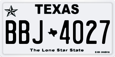 TX license plate BBJ4027