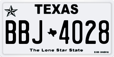 TX license plate BBJ4028