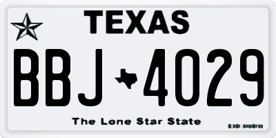 TX license plate BBJ4029