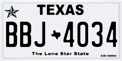 TX license plate BBJ4034