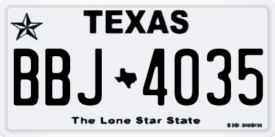 TX license plate BBJ4035