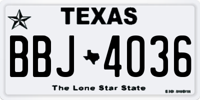 TX license plate BBJ4036
