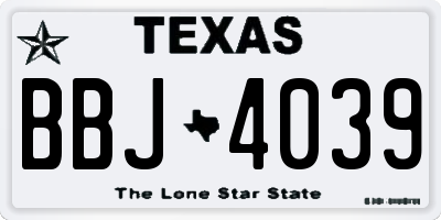 TX license plate BBJ4039