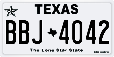 TX license plate BBJ4042
