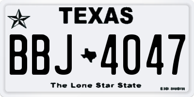 TX license plate BBJ4047