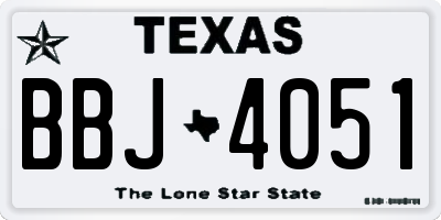 TX license plate BBJ4051