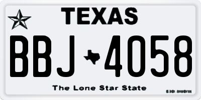TX license plate BBJ4058