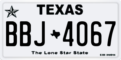 TX license plate BBJ4067