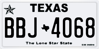 TX license plate BBJ4068