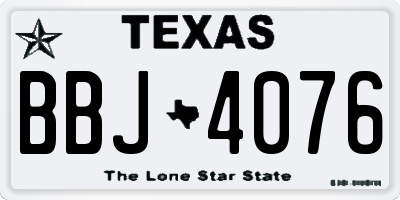TX license plate BBJ4076