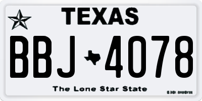TX license plate BBJ4078