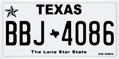 TX license plate BBJ4086
