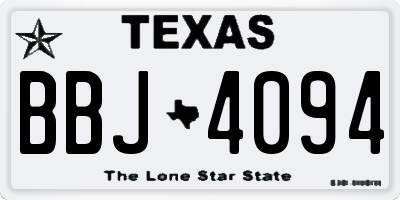 TX license plate BBJ4094