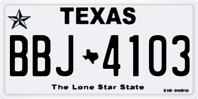 TX license plate BBJ4103