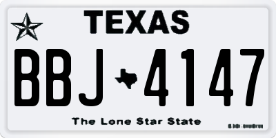 TX license plate BBJ4147