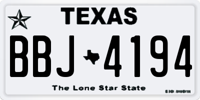 TX license plate BBJ4194