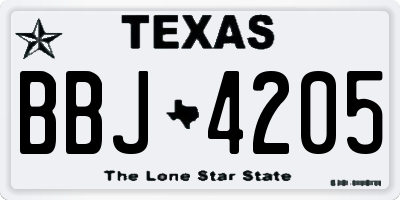 TX license plate BBJ4205