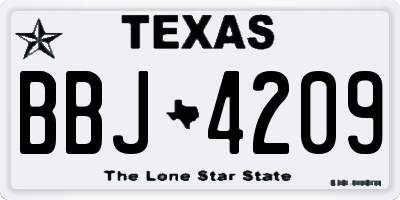 TX license plate BBJ4209