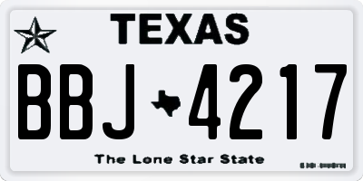 TX license plate BBJ4217