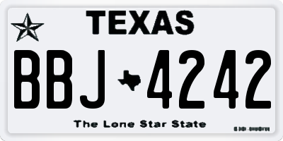 TX license plate BBJ4242