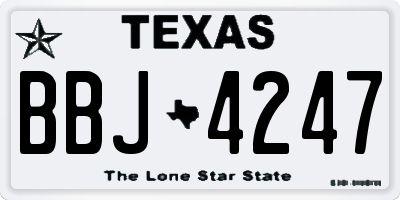 TX license plate BBJ4247