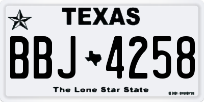 TX license plate BBJ4258