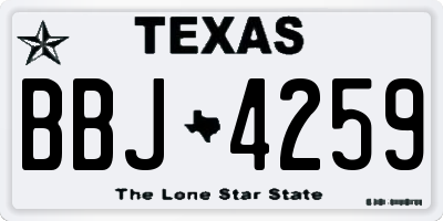 TX license plate BBJ4259