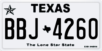 TX license plate BBJ4260