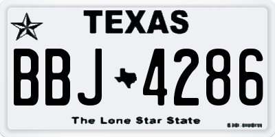 TX license plate BBJ4286