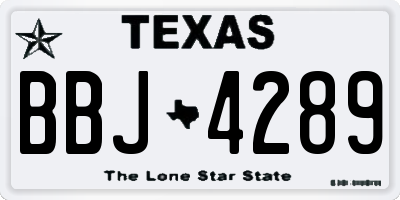 TX license plate BBJ4289