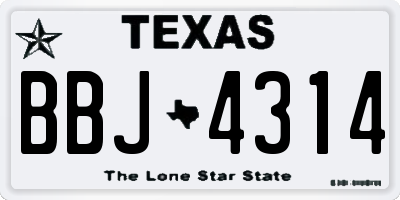 TX license plate BBJ4314