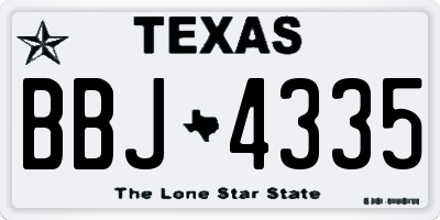 TX license plate BBJ4335