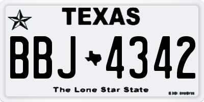 TX license plate BBJ4342