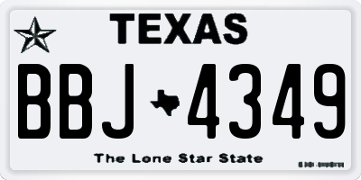 TX license plate BBJ4349