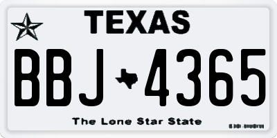 TX license plate BBJ4365
