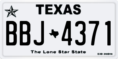 TX license plate BBJ4371
