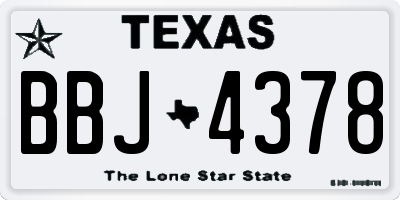 TX license plate BBJ4378