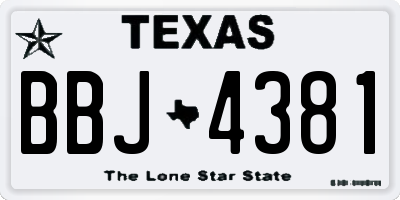 TX license plate BBJ4381