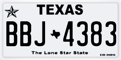 TX license plate BBJ4383