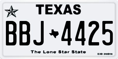 TX license plate BBJ4425