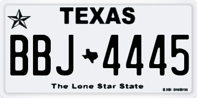TX license plate BBJ4445